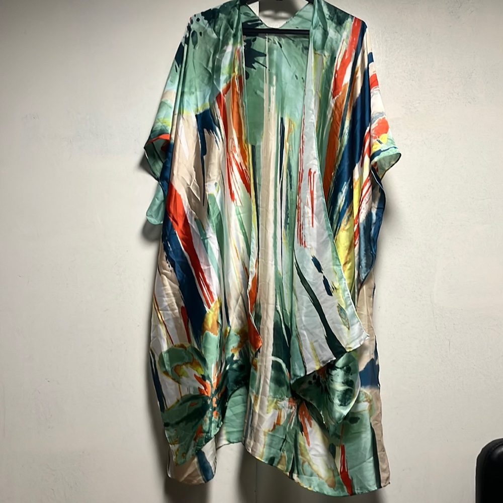 COPY - Pretty Persuasions Colorful Graphic Robe Kimono Swim Coverup